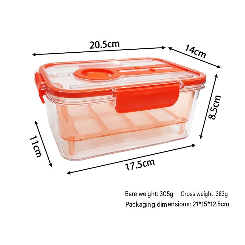 Green Double Layer Drain Storage Box - Produce Keeper with Removable Drain view 5