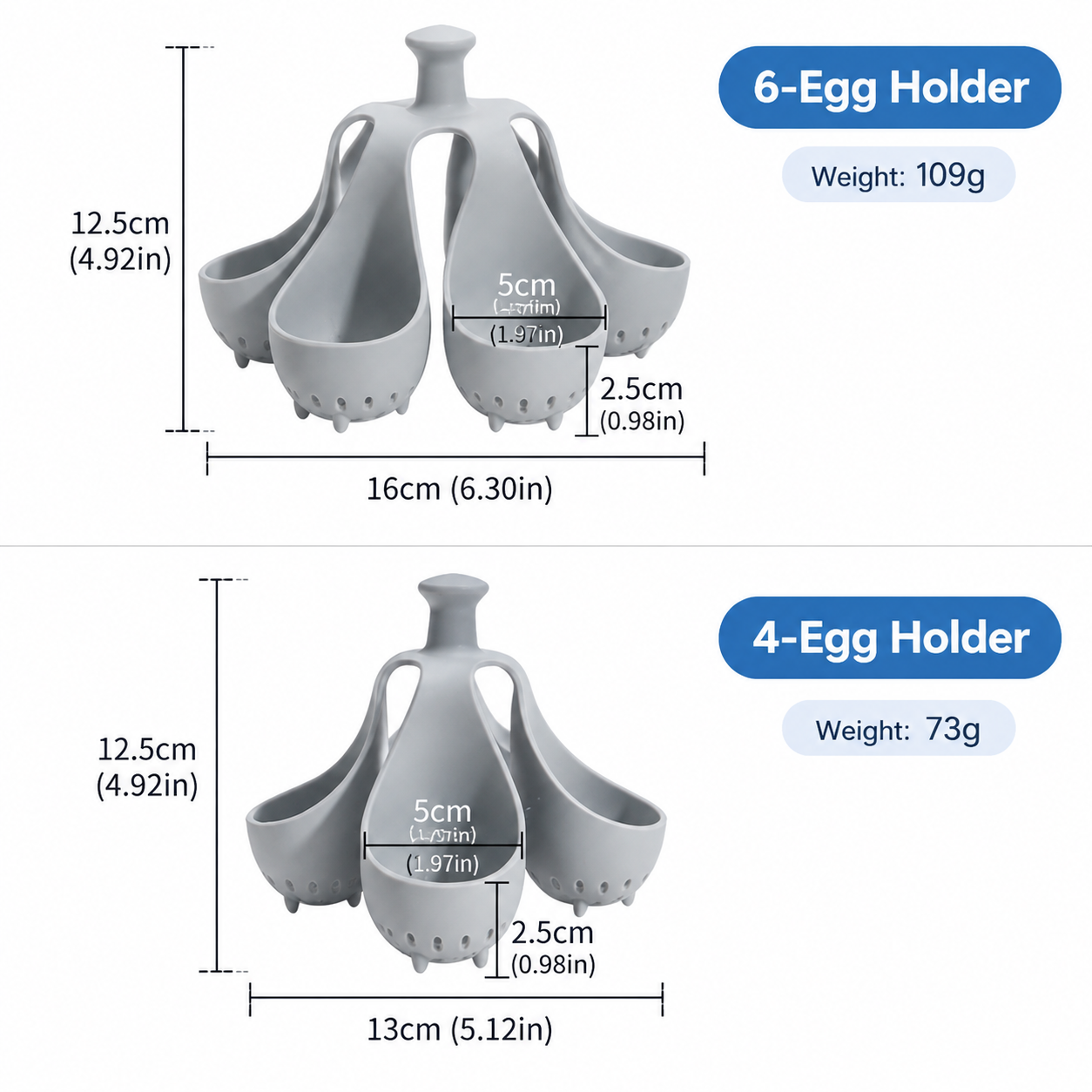 Stackable Soft Silicone Egg Boiler Holder - Reusable 4-Hole Egg Poaching and view 5