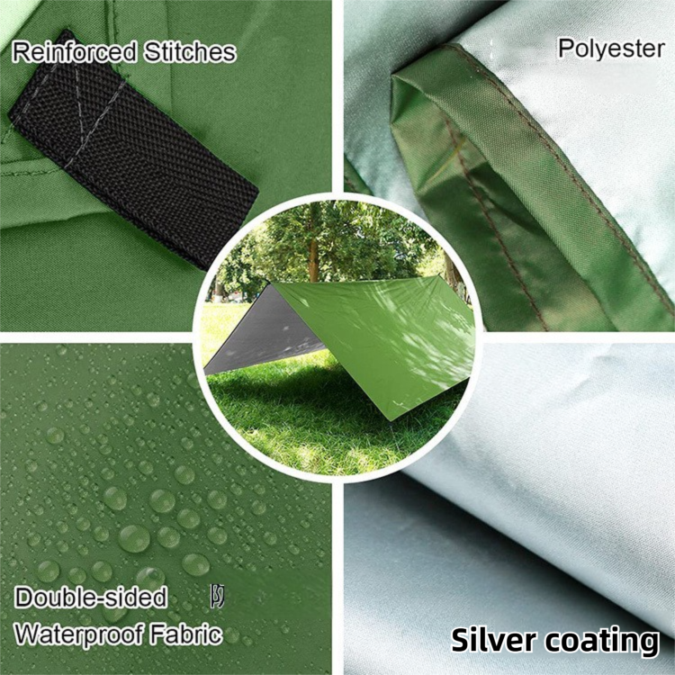 Blue 300 x 300cm Waterproof Camping Tarp Shelter Set - Silver Coated Sun view 3