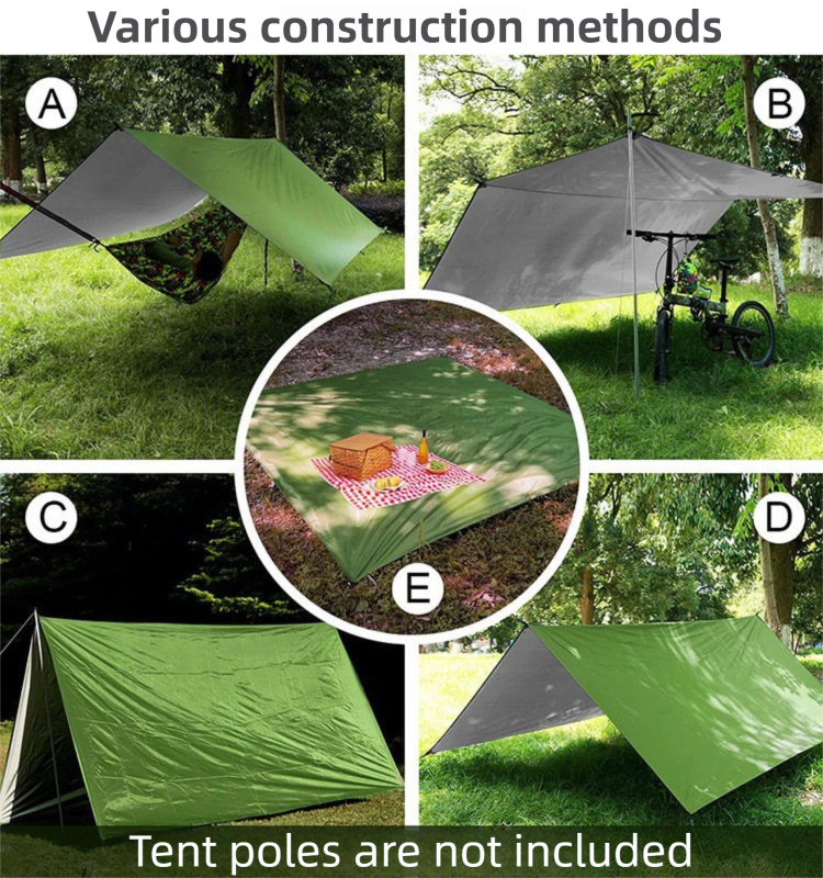 Blue 300 x 300cm Waterproof Camping Tarp Shelter Set - Silver Coated Sun view 5