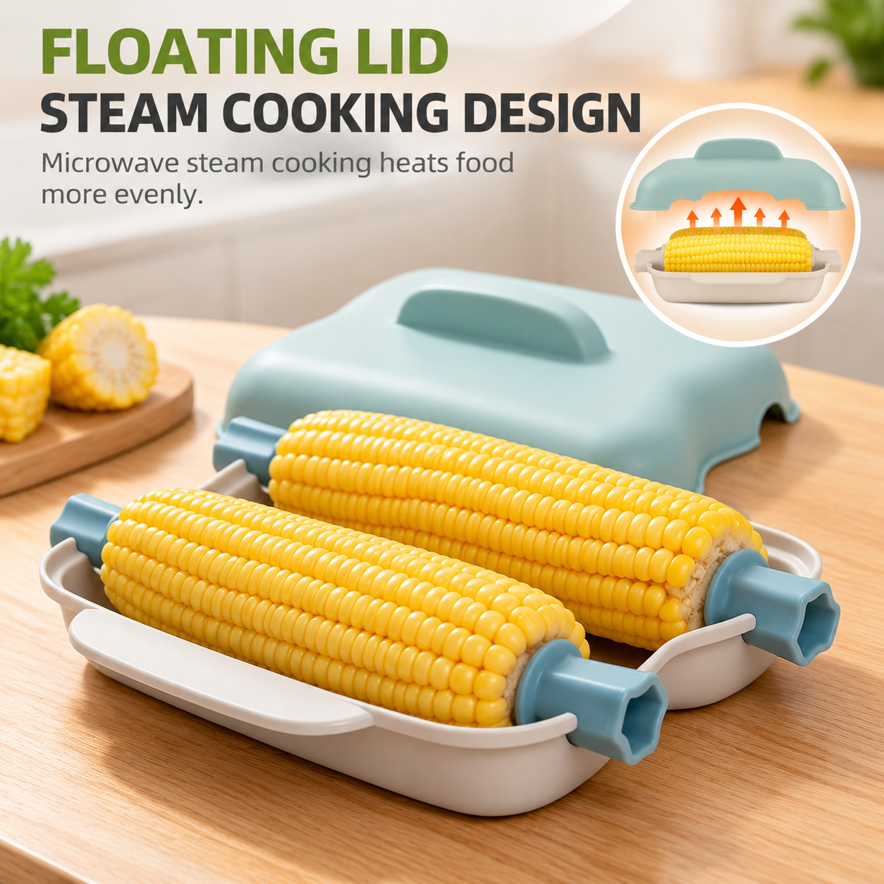 Orange Dual Grid Microwave Corn Cooker (Boxed) - Food Grade Corn Steamer with view 3