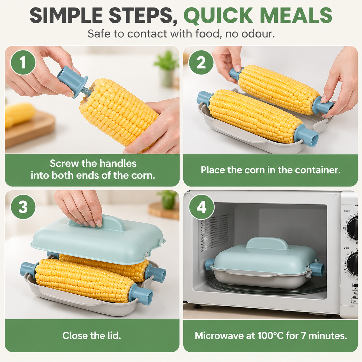 Orange Dual Grid Microwave Corn Cooker (Boxed) - Food Grade Corn Steamer with view 5