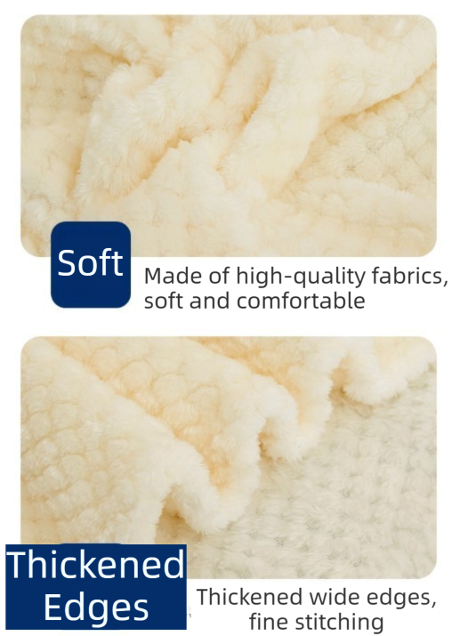 70 x 100cm Grey Pineapple Grid Plush Blanket - Soft Thick Flannel Jacquard Throw view 5