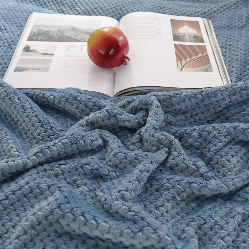 180 x 200cm Blue and Grey Pineapple Grid Plush Sofa Blanket - Soft Thick view 3