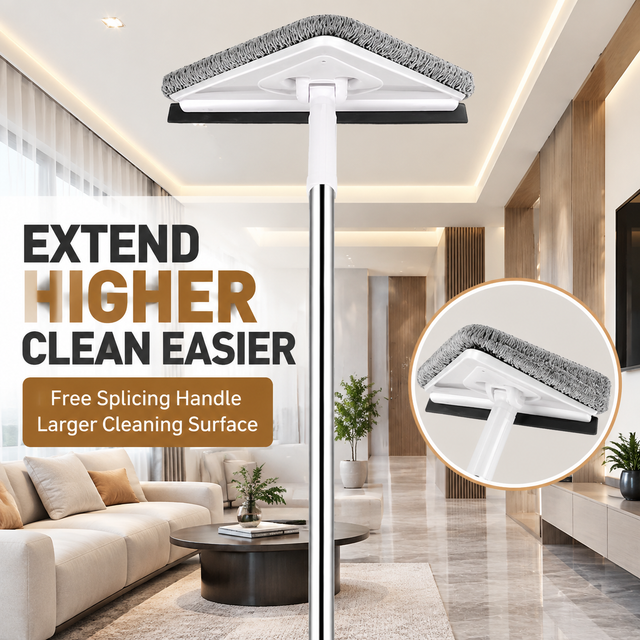 Extendable Triangular Cleaning Mop with 1.7m Stainless Steel Long Handle and 2 view 2