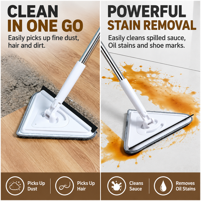 Extendable Triangular Cleaning Mop with 1.7m Stainless Steel Long Handle and 2 view 3