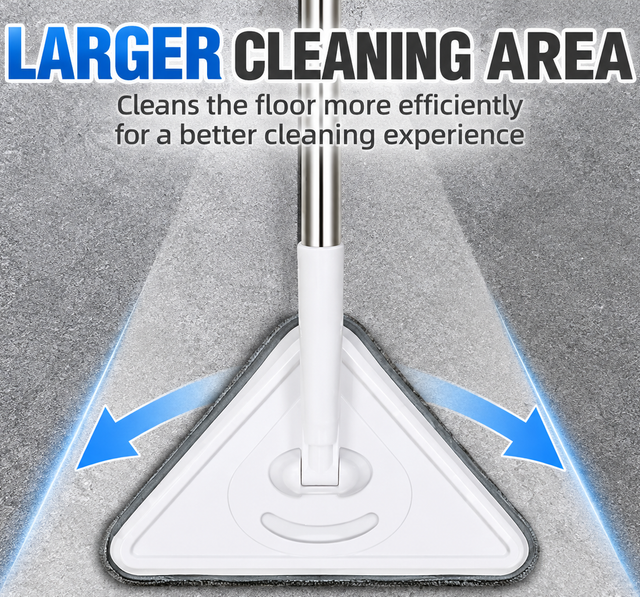 Extendable Triangular Cleaning Mop with 2.2m Stainless Steel Long Handle and 2 view 5