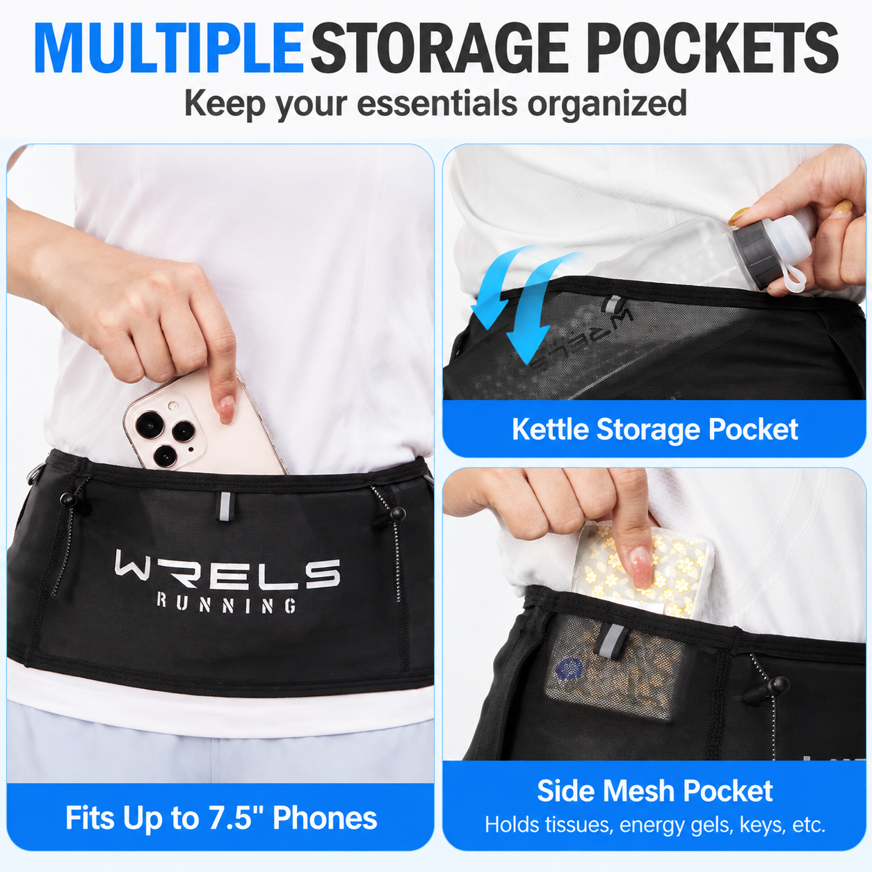 M Size Grey Lightweight Slim Running Waist Belt - Breathable Quick Dry Stretch view 4