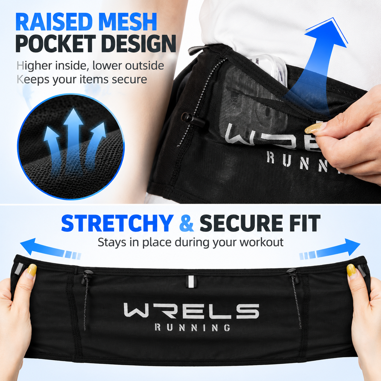 M Size Grey Lightweight Slim Running Waist Belt - Breathable Quick Dry Stretch view 5