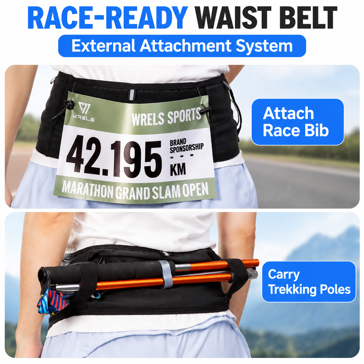L Size Grey Lightweight Slim Running Waist Belt - Breathable Quick Dry Stretch view 6