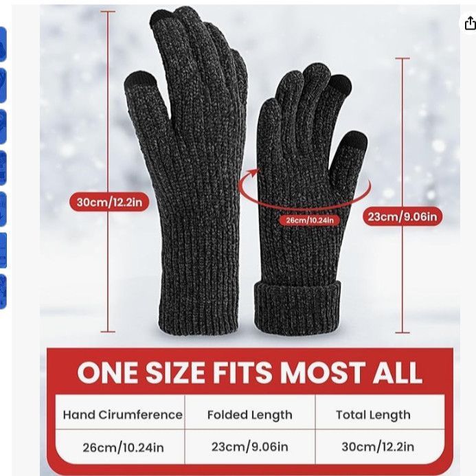 2 Pair Pink Women's Double Layer Chenille Winter Touchscreen Gloves - Thick view 3