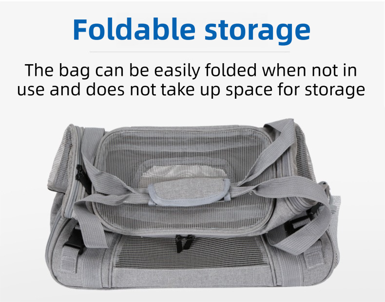 Black Foldable Pet Carrier Bag with Breathable Mesh Windows view 6