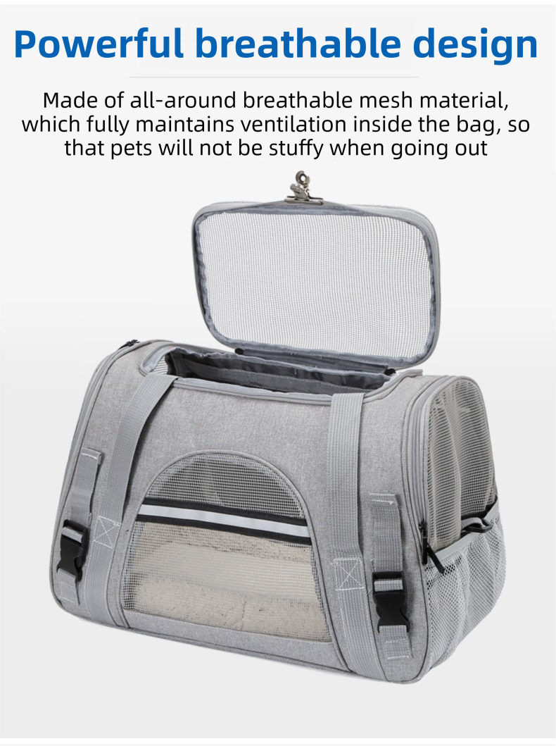 Pink Foldable Pet Carrier Bag with Breathable Mesh Windows view 3