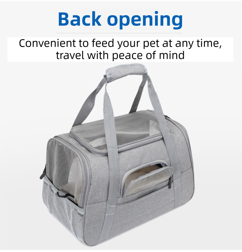 Purple Foldable Pet Carrier Bag with Breathable Mesh Windows view 5