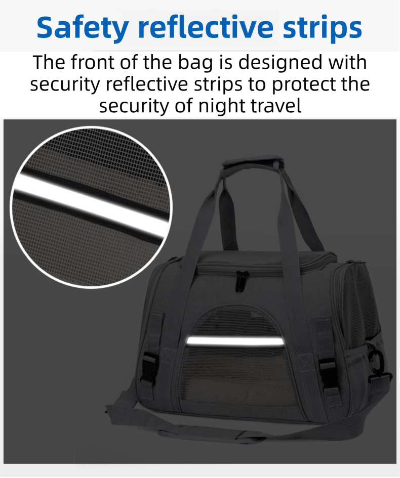 Purple Foldable Pet Carrier Bag with Breathable Mesh Windows view 9