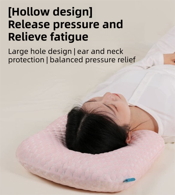 Green Breathable Ear Hole Pillow for Side Sleepers — Cooling Ice Dot Fabric view 4
