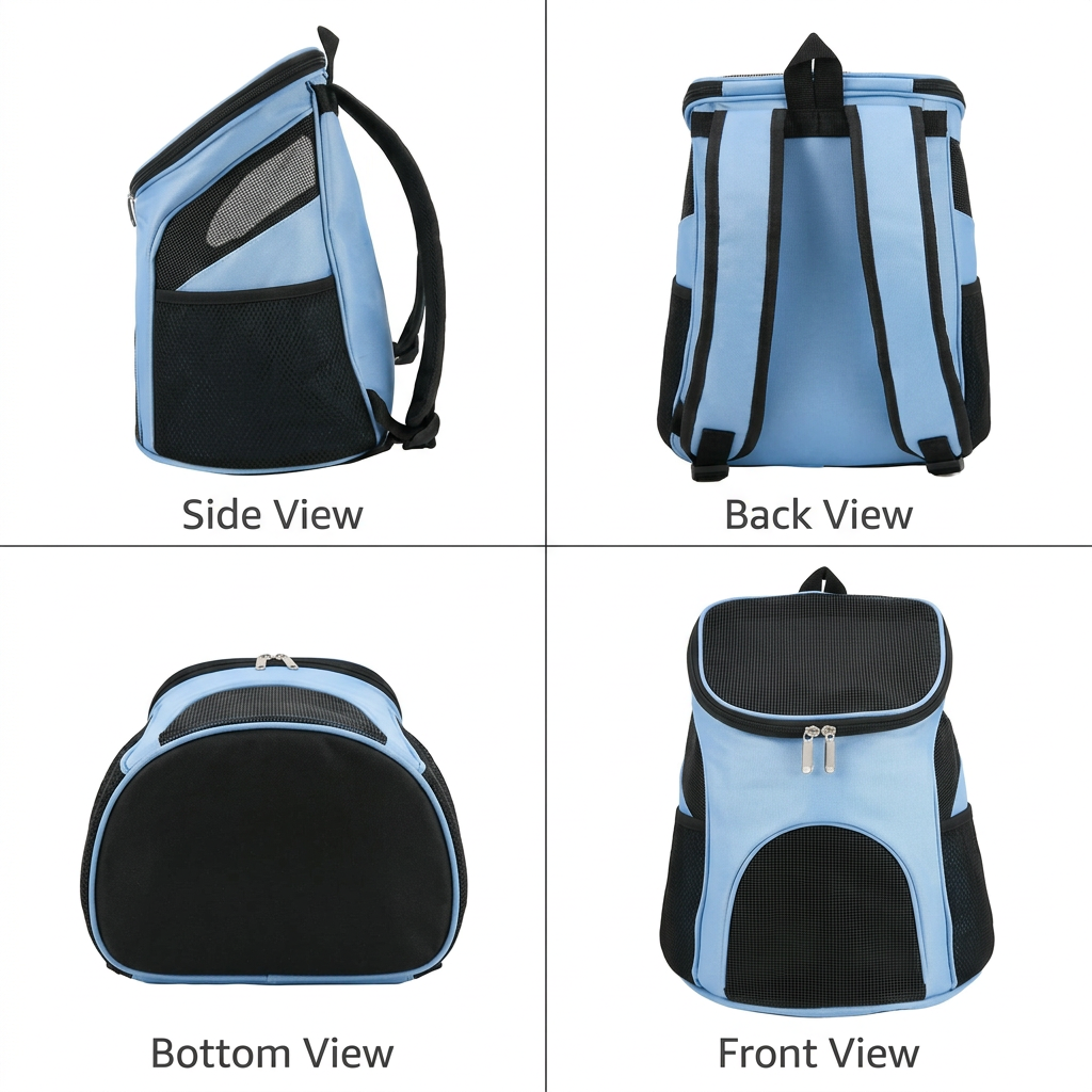 S Size Black Foldable Pet Carrier Backpack for Dogs and Cats - Ventilated view 4