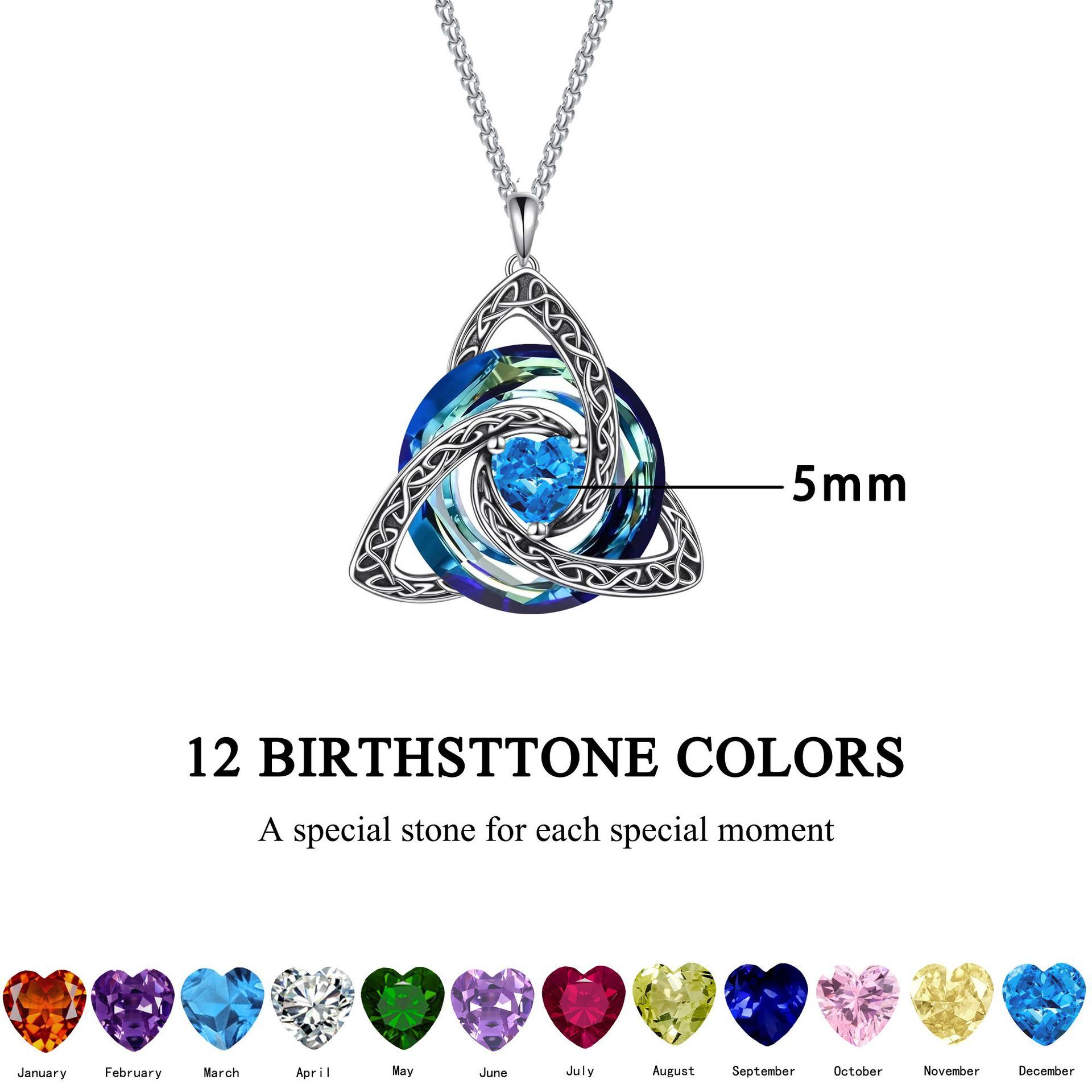 Aug Celtic Knot Heart Shaped Birthstone Necklace for Women - 12 Birth Month view 2