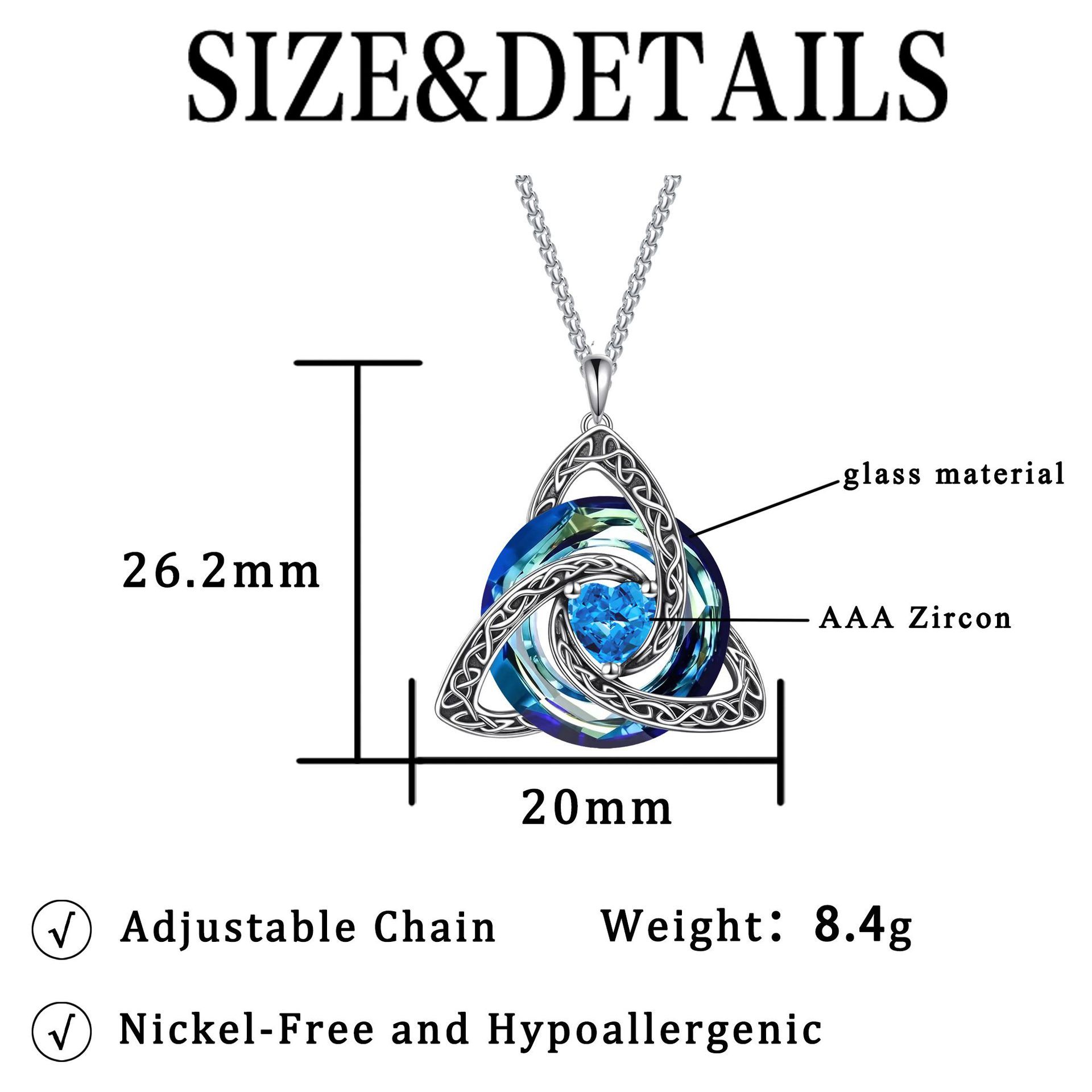 Jan Celtic Knot Heart Shaped Birthstone Necklace for Women - 12 Birth Month view 3