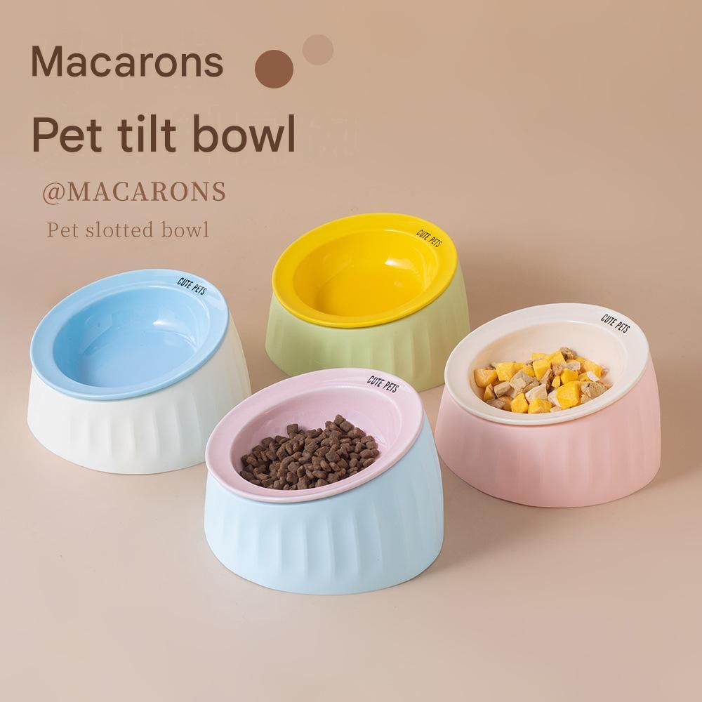 Pet Feeding Set - 15 Degree Tilted Ceramic Pink Bowl and Pink Non-Slip PVC Mat view 3