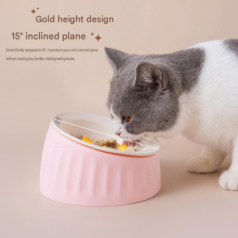 Pet Feeding Set - 15 Degree Tilted Ceramic Blue Bowl and Blue Non-Slip PVC Mat view 4