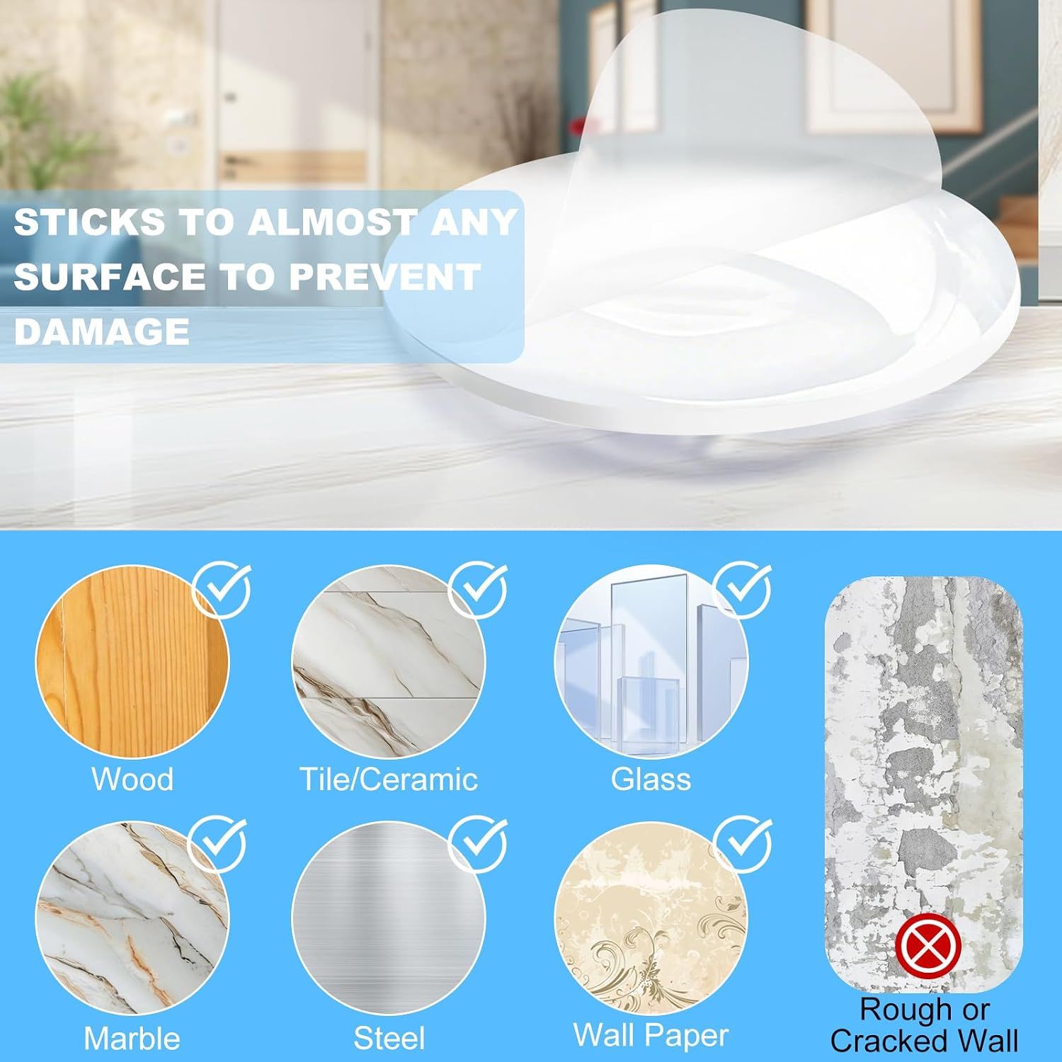 Transparent Door Handle Bumper - 6 Pcs 30mm PVC Self-Adhesive Wall Protector view 6
