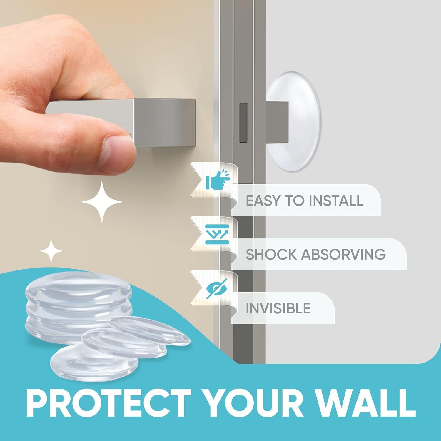 Transparent Door Handle Bumper - 12 Pcs 30mm PVC Self-Adhesive Wall Protector view 3
