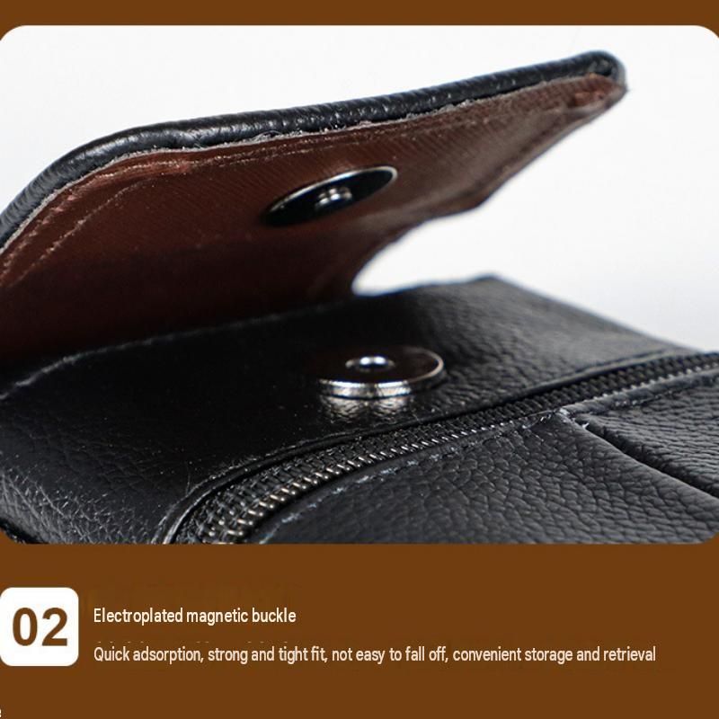 Brown Leather Belt Phone Pouch - Multi-Pocket Waist Bag with Shoulder Strap view 7