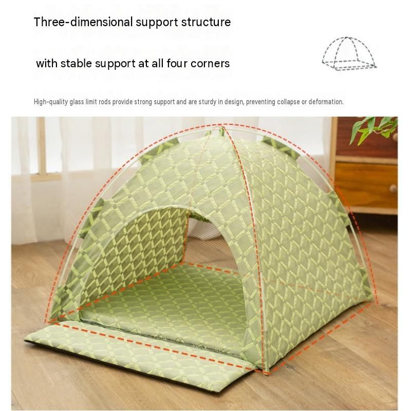 Grey 48x42x40cm Summer Pet Cooling Tent Bed - Semi Enclosed Cat Dog House with view 6
