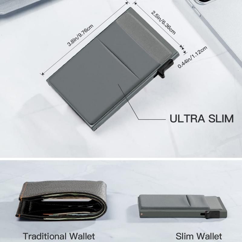 Blue RFID Blocking Aluminum Wallet - Slim Pop Up Card Holder - 10+ Card Capacity view 2