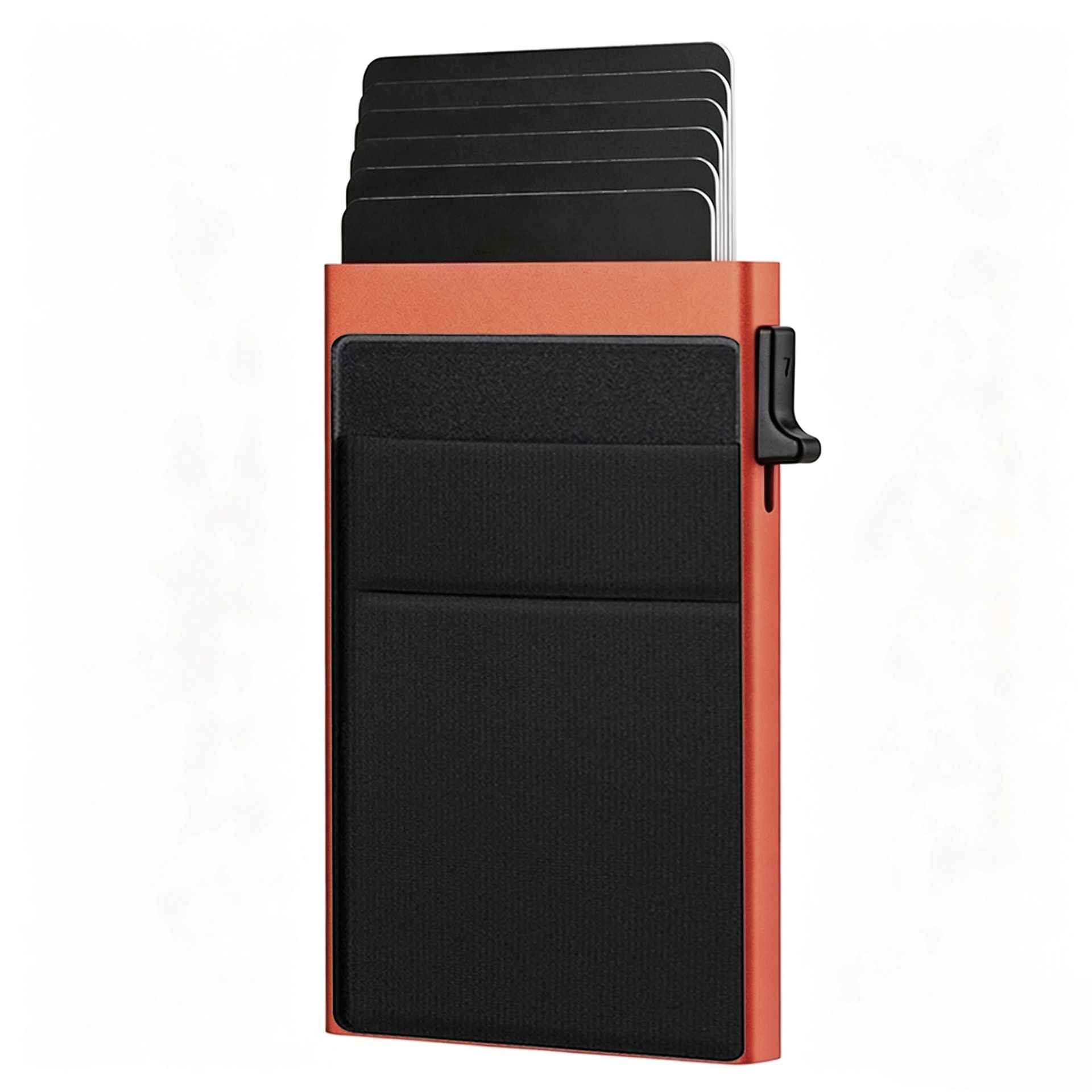Orange RFID Blocking Aluminum Wallet - Slim Pop Up Card Holder - 10+ Card Capacity