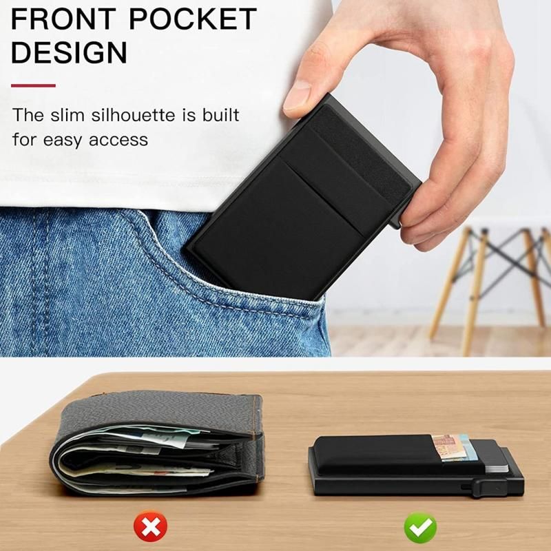 Orange RFID Blocking Aluminum Wallet - Slim Pop Up Card Holder - 10+ Card Capacity view 3