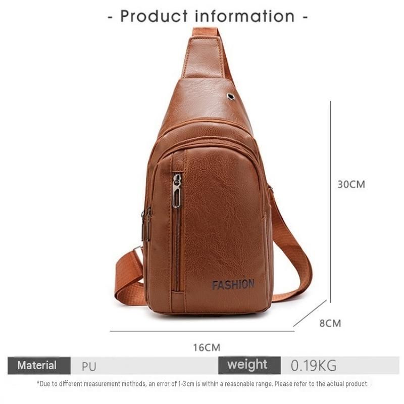Office Commuter Business Set-Light brown Men's PU Leather Chest Bag and Green view 3