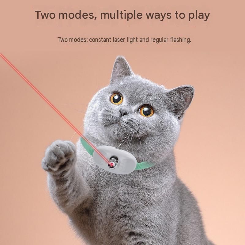 Green Self-Teasing Laser Cat Collar - USB Rechargeable Pet Toy - Adjustable view 6