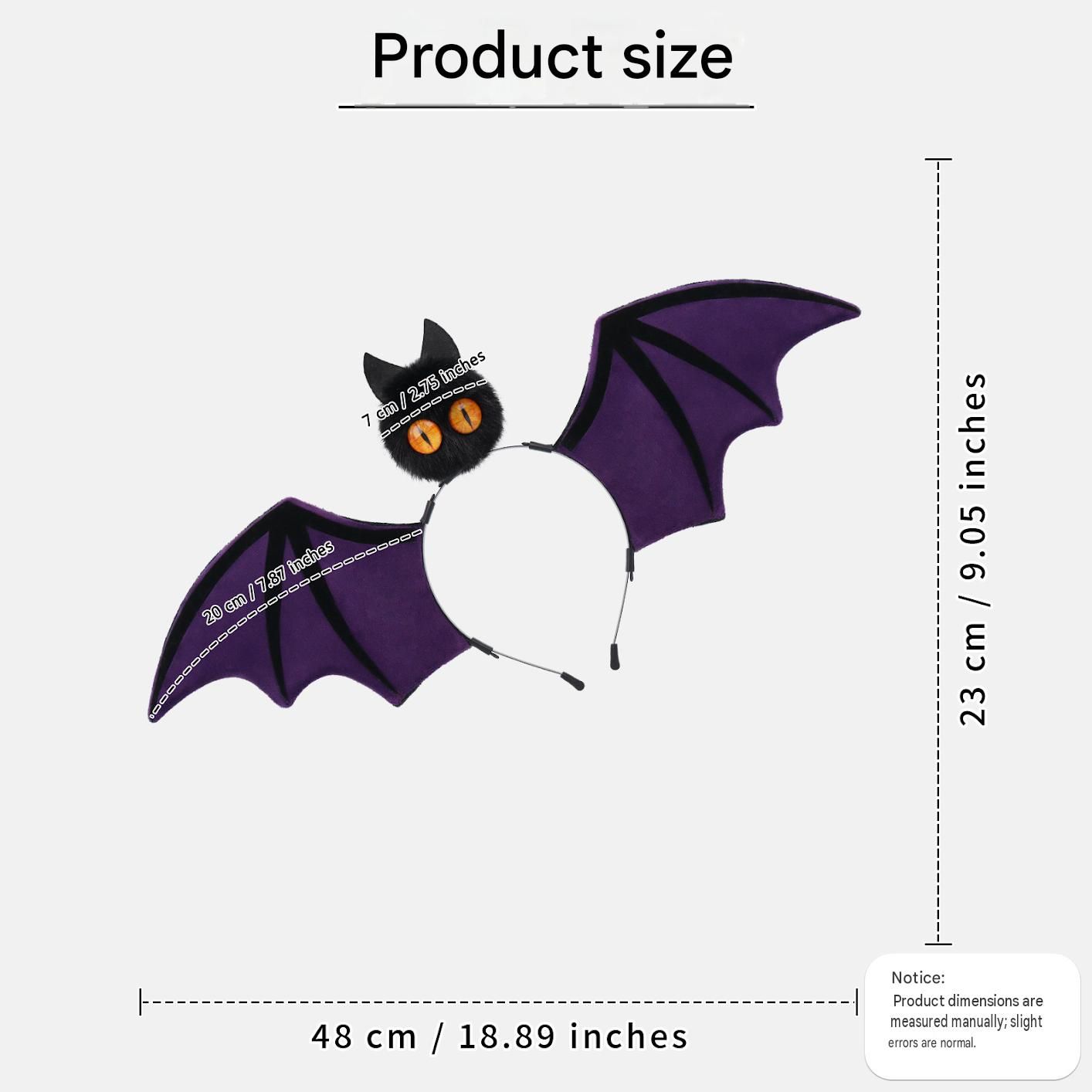 Purple Halloween Bat Wing Headband with Furry Ears and Orange Eyes - Velvet view 6