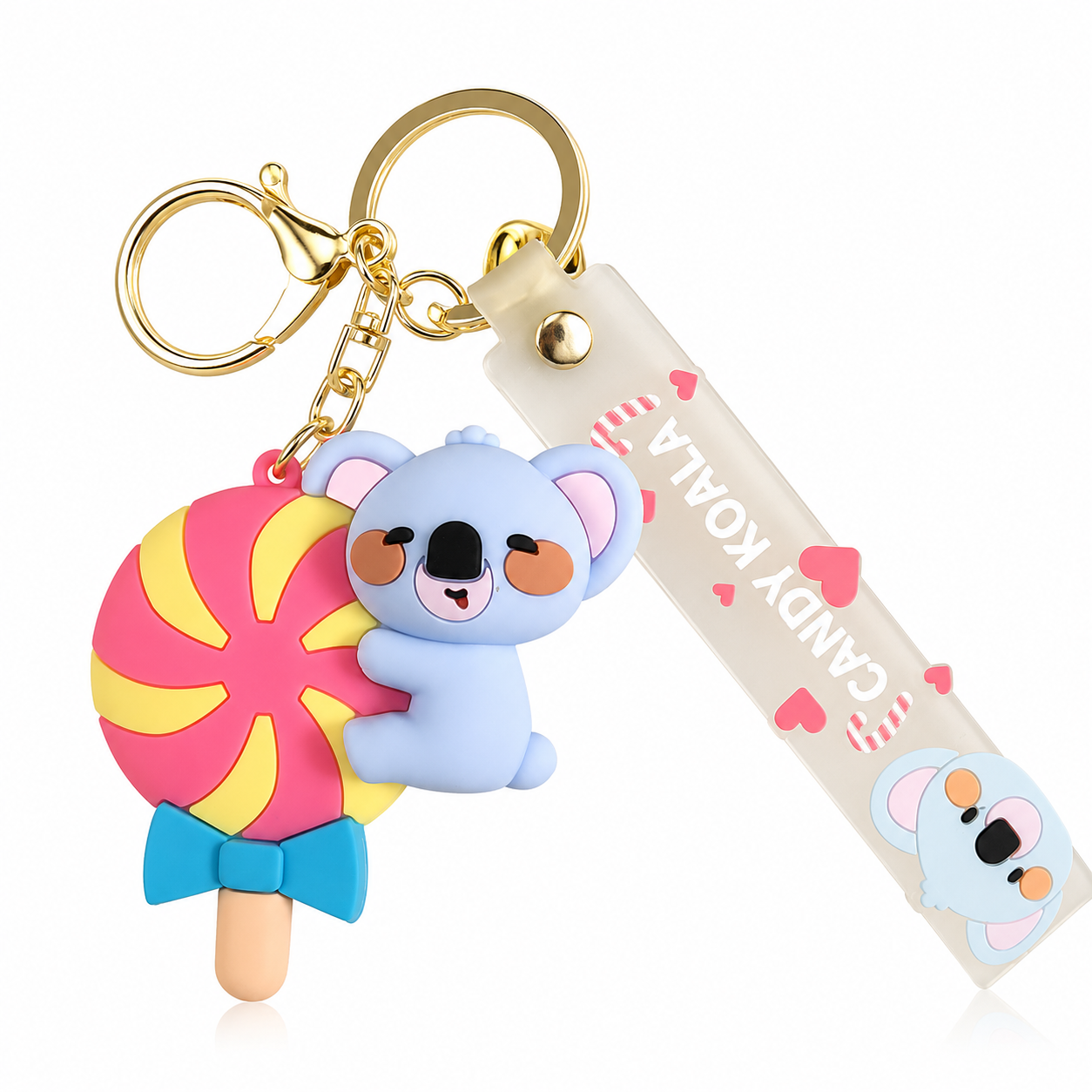 Lollipop Koala PVC Keychain - Cute 3D Cartoon Koala Figure — image 1