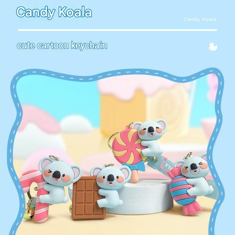 Chocolate Koala PVC Keychain - Cute 3D Cartoon Koala Figure view 2