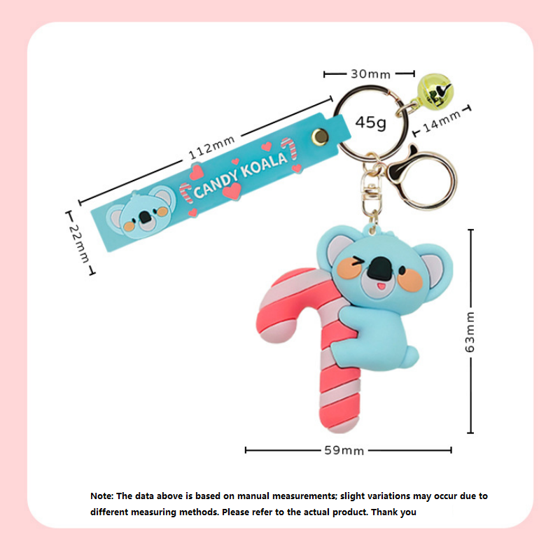 Chocolate Koala PVC Keychain - Cute 3D Cartoon Koala Figure view 3
