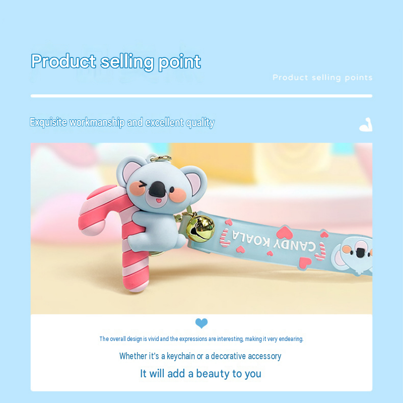 Chocolate Koala PVC Keychain - Cute 3D Cartoon Koala Figure view 4