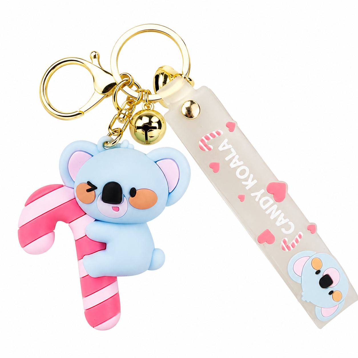 Candy Cane Koala PVC Keychain - Cute 3D Cartoon Koala Figure — image 1