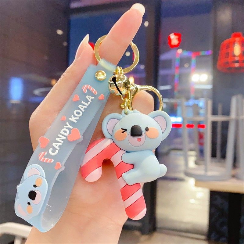 Candy Cane Koala PVC Keychain - Cute 3D Cartoon Koala Figure view 7