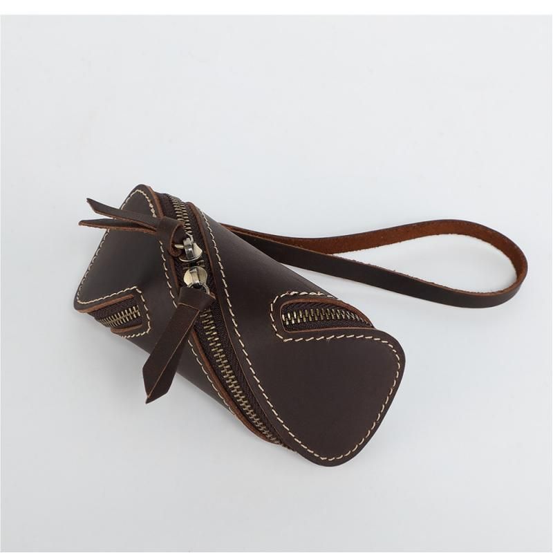 2pcs Retro Genuine Leather Key Pouch（Brown and Coffee-colored） - 12.5cm x 5cm view 5