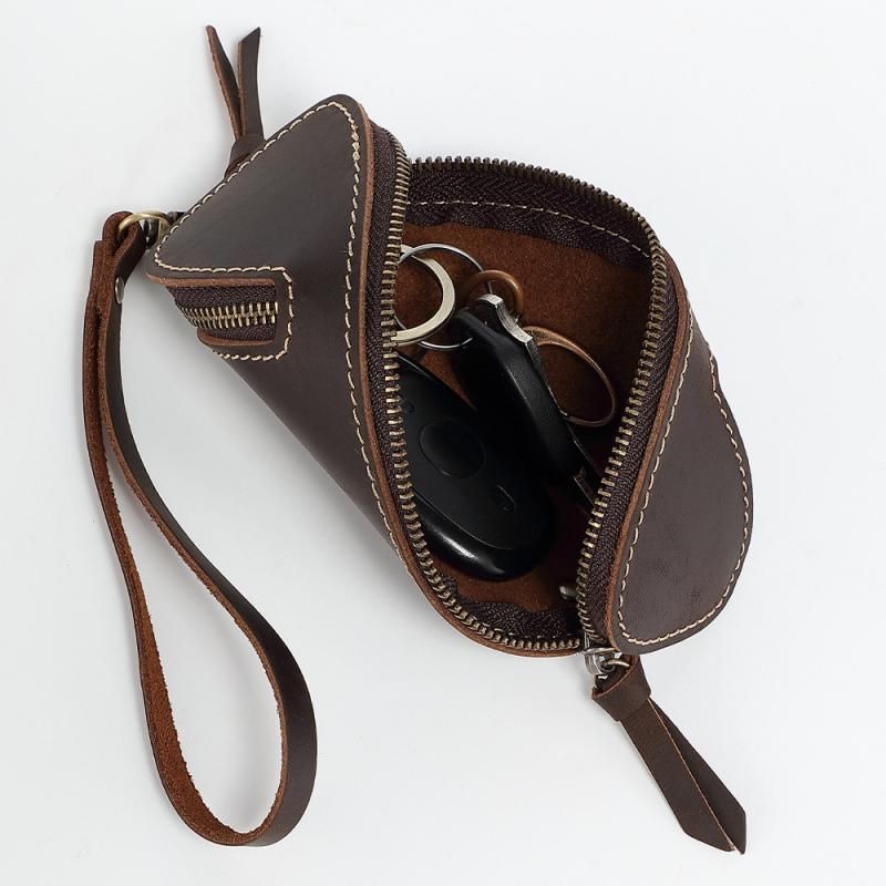 2pcs Retro Genuine Leather Key Pouch（Brown and Coffee-colored） - 12.5cm x 5cm view 8