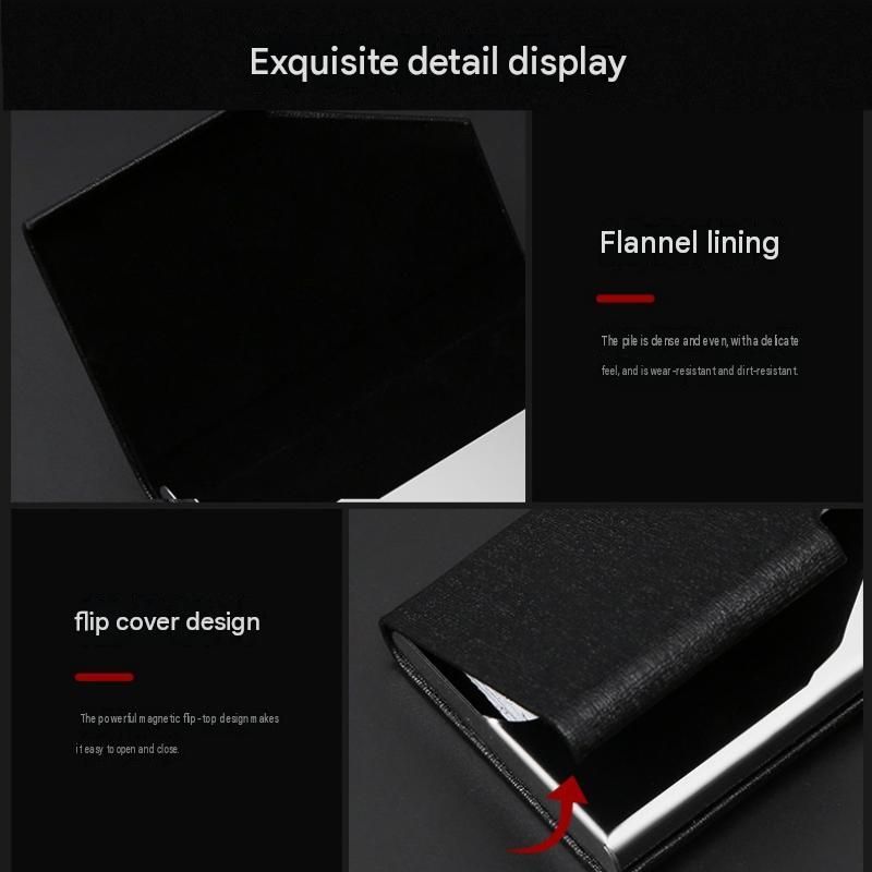 Red Stainless Steel and PU Leather Business Card Holder - 95mm x 63mm view 7