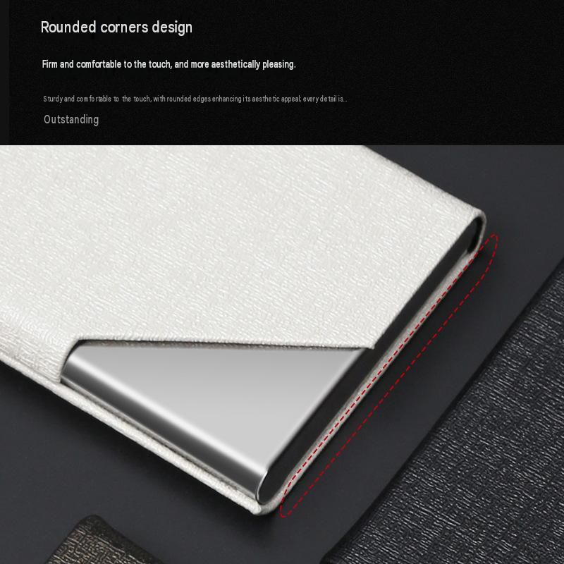Grey Stainless Steel and PU Leather Business Card Holder - 95mm x 63mm view 6