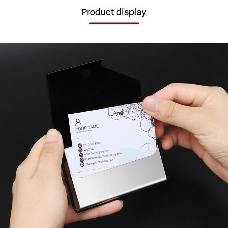 Grey Stainless Steel and PU Leather Business Card Holder - 95mm x 63mm view 8