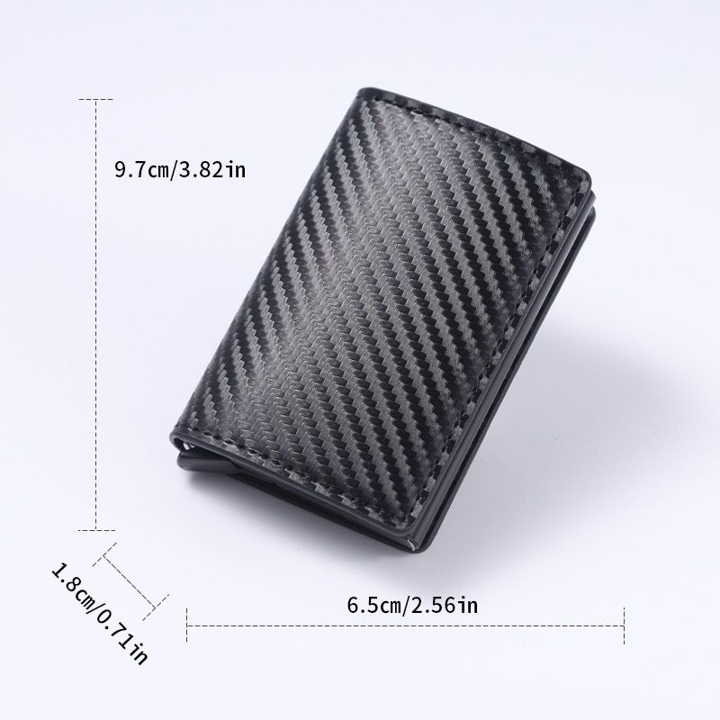 Black Carbon Fiber texture RFID Wallet - Automatic Pop-Up Card Holder with view 5