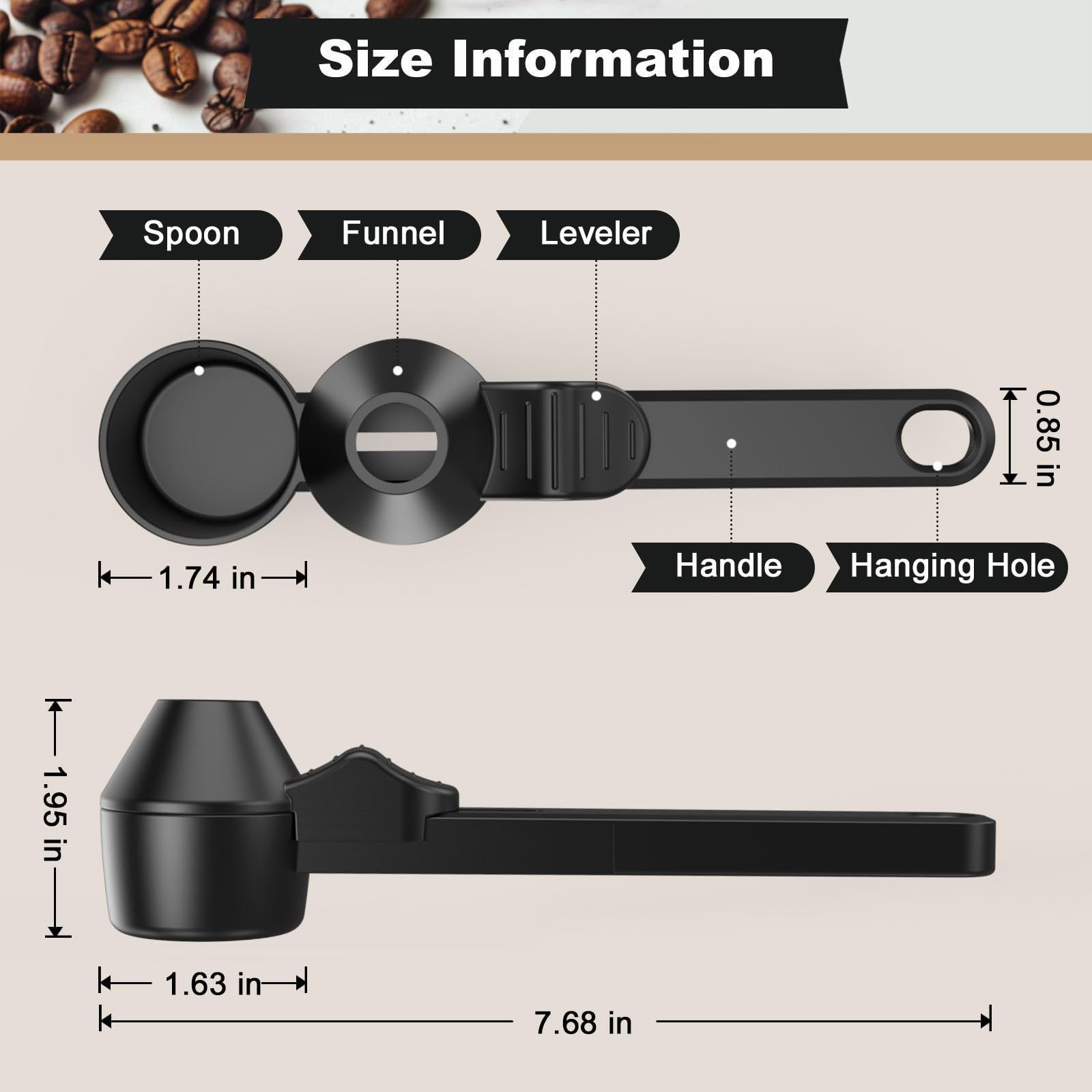 1 pcs Black Sliding Coffee Scoop - Long Handle Plastic Measuring Spoon for view 4