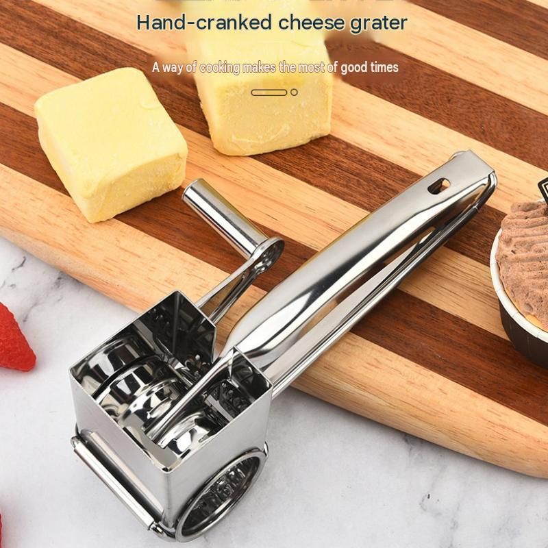 9-10 hole planer grater Stainless Steel Hand Crank Cheese Grater - Rotary Drum view 2