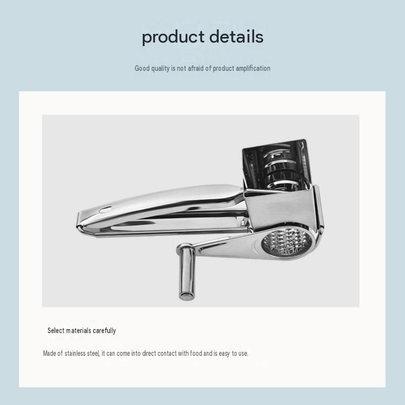 9-10 hole planer grater Stainless Steel Hand Crank Cheese Grater - Rotary Drum view 7